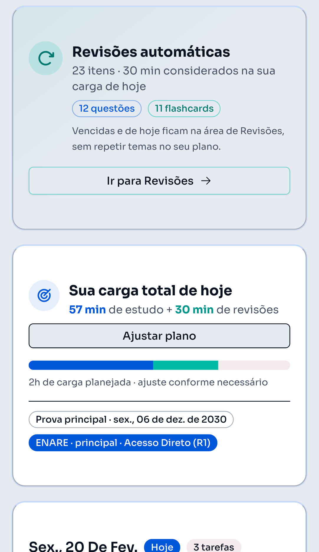 Cronograma de estudos do MedPrep no navegador